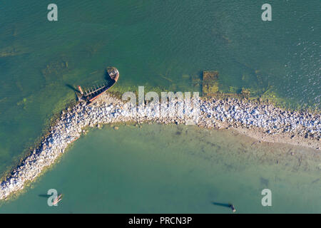 Aerial view of shipwreaks near Royston on Vancouver Island, Cana