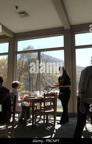 Dining at Peaks of Otter Restaurant in Virginia's Blue Ridge Mountains, USA Stock Photo