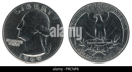 United States Coin. Quarter Dollar 1969. Stock Photo