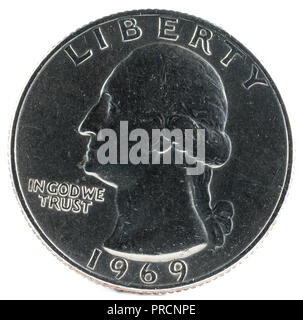 United States Coin. Quarter Dollar 1969. Obverse. Stock Photo