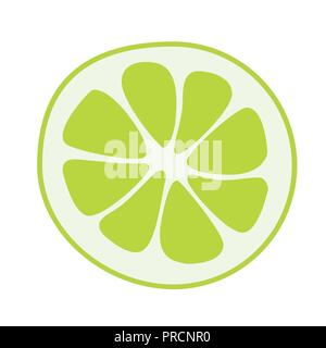 lime fruits poster in cartoon style depicting whole and half of fresh juicy citruses isolated on white background including caption lime. Vector illustration. Stock Vector