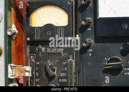 Old analogue multimeter with dial scale Stock Photo
