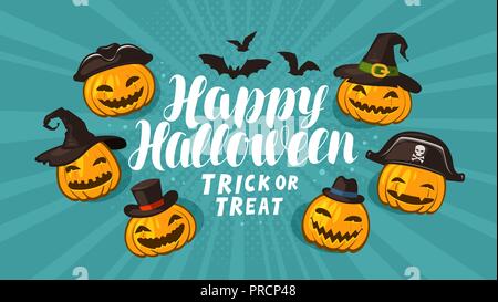 Halloween, greeting card. Holiday banner. Cartoon vector illustration Stock Vector