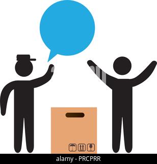 delivery workers with box carton vector illustration design Stock Vector