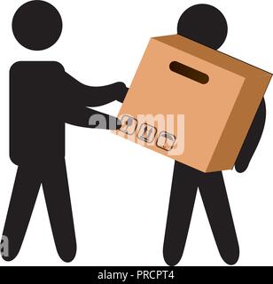 delivery workers with box carton vector illustration design Stock Vector