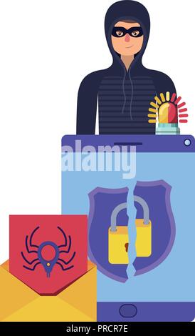 hacker stealing information avatar character Stock Vector