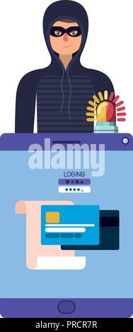 hacker stealing information avatar character Stock Vector