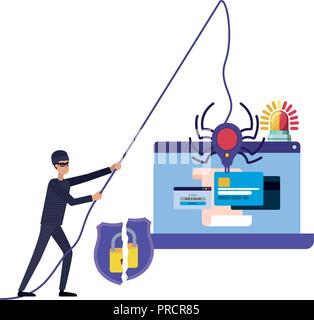 hacker stealing information avatar character Stock Vector