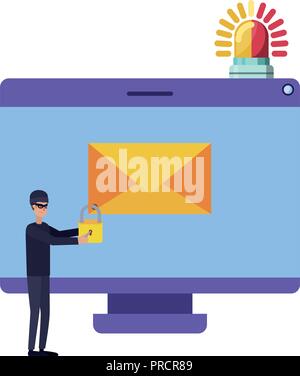 hacker stealing information avatar character Stock Vector