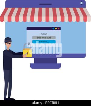 hacker stealing information avatar character Stock Vector
