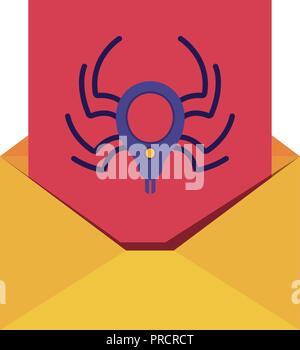 open letter with spider isolated icons Stock Vector