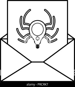 open letter with spider isolated icons Stock Vector