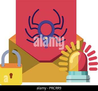 open letter with message spider isolated icons Stock Vector