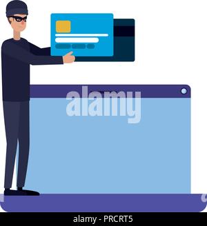 hacker stealing information avatar character Stock Vector