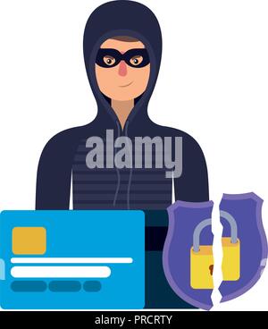hacker stealing information avatar character Stock Vector