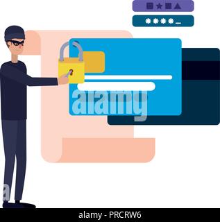 hacker stealing information avatar character Stock Vector