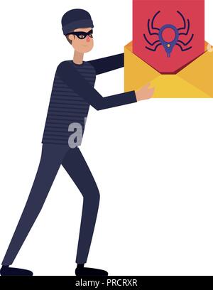 hacker stealing information avatar character Stock Vector