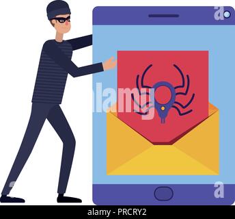 hacker stealing information avatar character Stock Vector