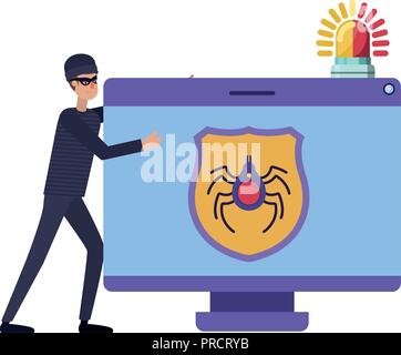hacker stealing information avatar character Stock Vector