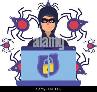 hacker stealing information avatar character Stock Vector