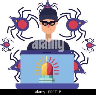 hacker stealing information avatar character Stock Vector