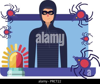 hacker stealing information avatar character Stock Vector