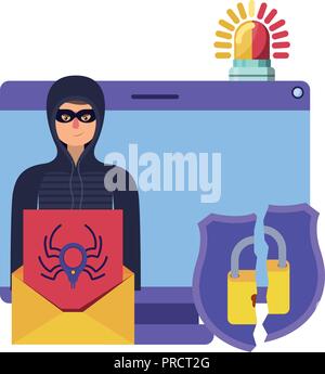 hacker stealing information avatar character Stock Vector