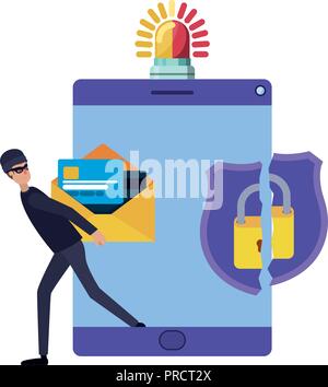 hacker stealing information avatar character Stock Vector