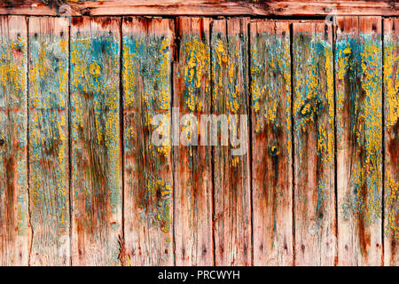 Wood texture, wood planks with peeling paint, vintage background Stock Photo