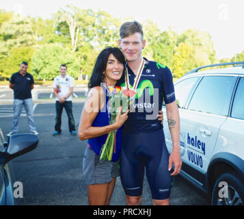 Maria Nasif & Jasha Sutterlin at World Championship Cycling in Richmond, Virginia 2015 Stock Photo