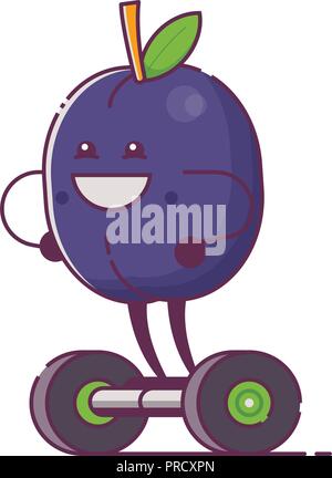 Fruit Plum Character on Gyroscooter Stock Vector