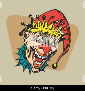 crazy clown clipart. vector  Illustration. Stock Vector