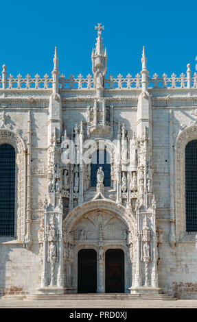 Lisbon, Portugal - Sept 23, 2018: Entrance to Mosteiro dos Jeronimos, a highly ornate former monastery, situated in the Belem, Lisbon Stock Photo