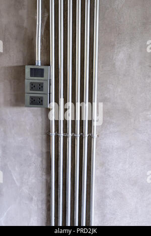 electric socket outlets on wall Stock Photo