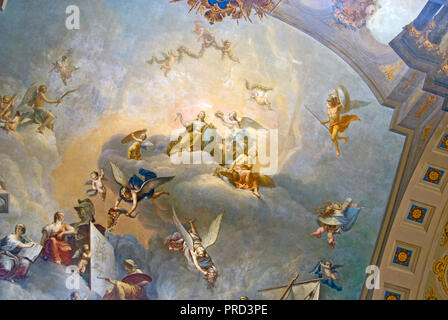 TSARSKOYE SELO, SAINT-PETERSBURG, RUSSIA - FEBRUARY 14, 2016: Allegory of Russia - fragment of the ceiling painting in The Catherine Palace Stock Photo