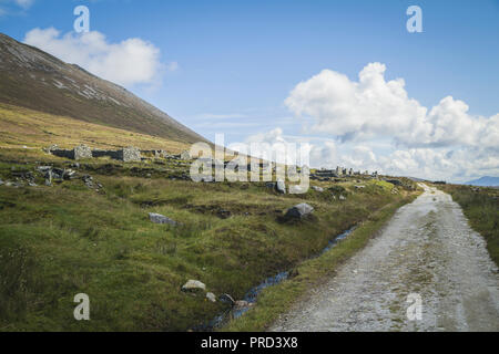 The deserted famine village of Achill Island in Co. Mayo, Ireland Stock Photo