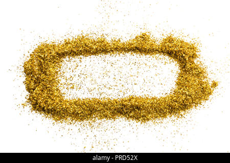 Frame for text from gold sequins. Design for festive decoration. Stock Photo