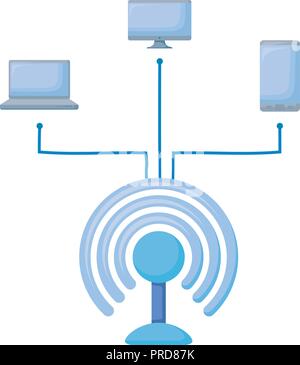 wifi signal with electronic devices vector illustration design Stock Vector