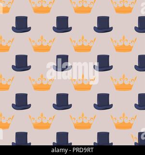 elegant high top hat male with crown pattern vector illustration design Stock Vector