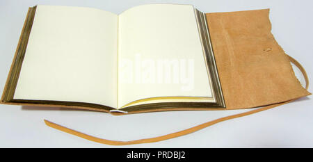 Leather Journal Diary (Handmade). The journal is made of Italian leather. The bucket was made of the Horn of the Deer. Stock Photo