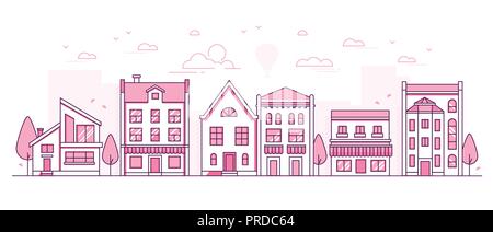 City architecture - modern thin line design style vector illustration Stock Vector