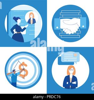 Business communication - set of flat design style illustrations Stock Vector