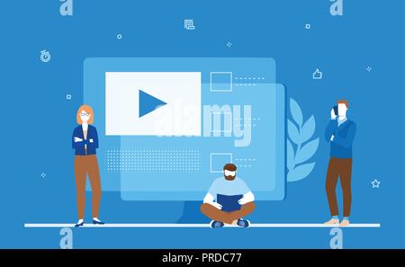 Business team presenting a website - flat design style colorful illustration Stock Vector