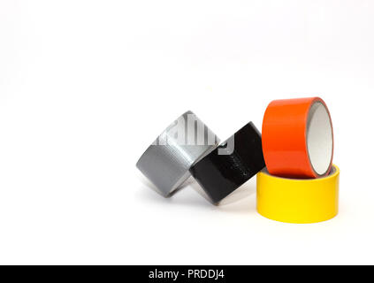 colorful tape rolls background on white Stock Photo