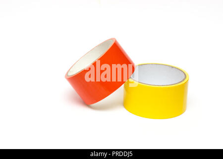 colorful tape rolls background on white Stock Photo