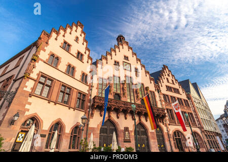 Frankfurt Germany, city skyline at Romer Town Square Stock Photo