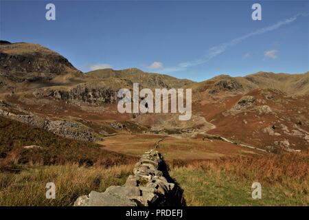 UK, Coniston Cumbria. View towards the Coppermines Valley from the lower slopes of Coniston Old Man in the English Lake District Cumbria. Stock Photo