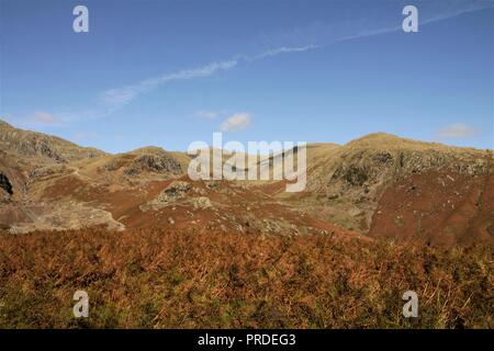 UK, Coniston Cumbria. View towards the Coppermines Valley from the lower slopes of Coniston Old Man in the English Lake District Cumbria. Stock Photo