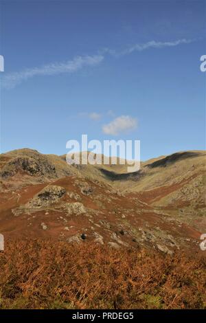 UK, Coniston Cumbria. View towards the Coppermines Valley from the lower slopes of Coniston Old Man in the English Lake District Cumbria. Stock Photo