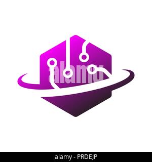Technology logo simple tech design. Vector creative abstract shape modern icon for construction technology or logo template for digital communication concept Stock Vector